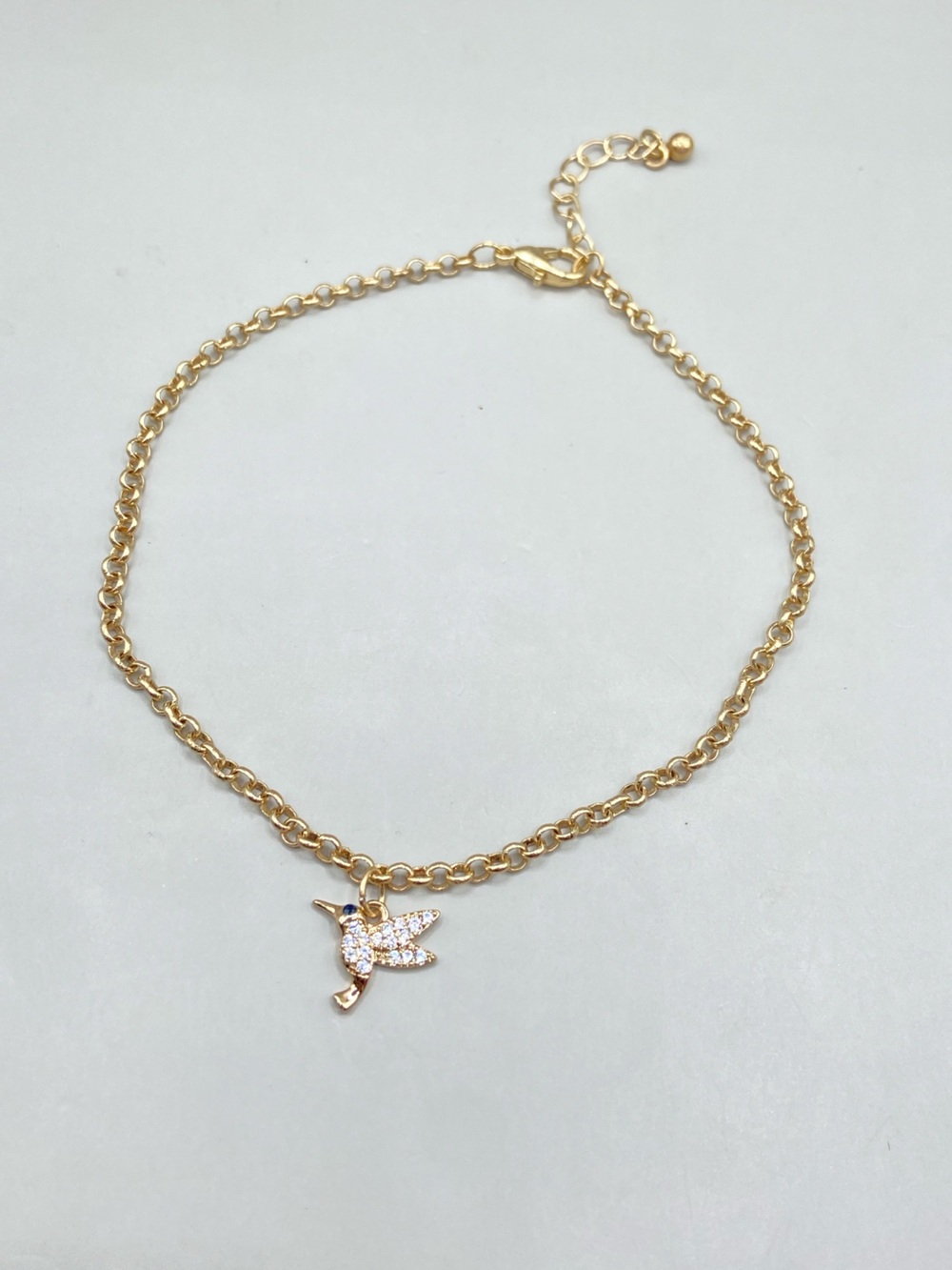 Gold Tone Hummingbird Pave Crystal Hummingbird Bracelet